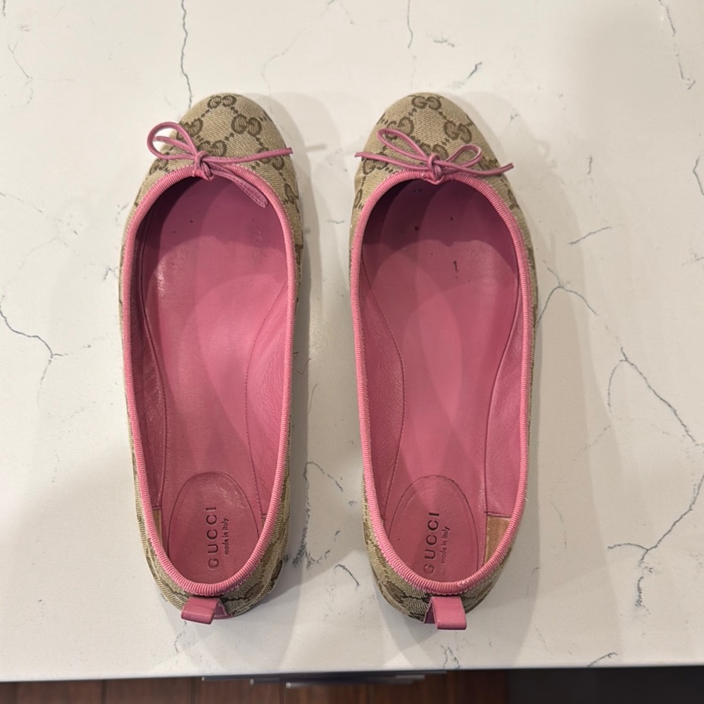Gucci Pink and Tan Women's Ballet Flats
